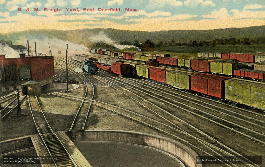 Postcard: Boston & Maine Freight Yard, East Deerfield, Massachusetts